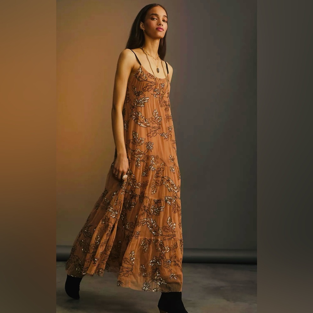 NWOT Maeve (Anthropologie) | Sequined Tulle Midi Dress